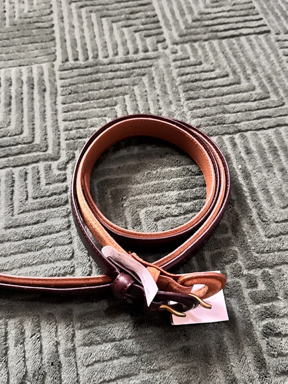 Madewell Double Belt Set — Plum Leather & Rust Suede